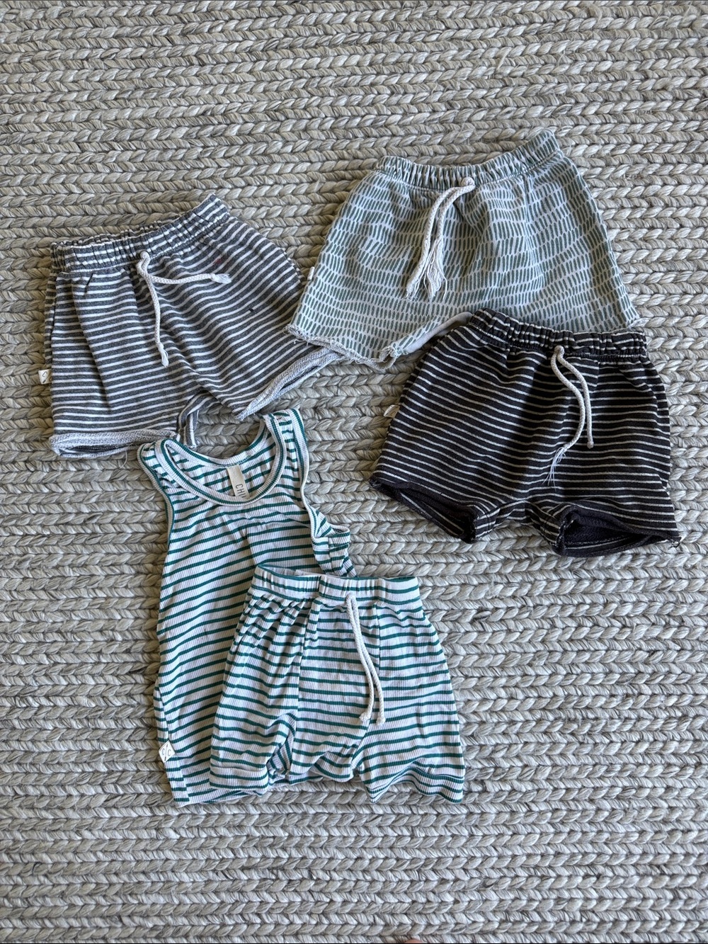 Childhoods Striped Cotton Kids Shorts & Tank Set - Blue/Gray Bundle